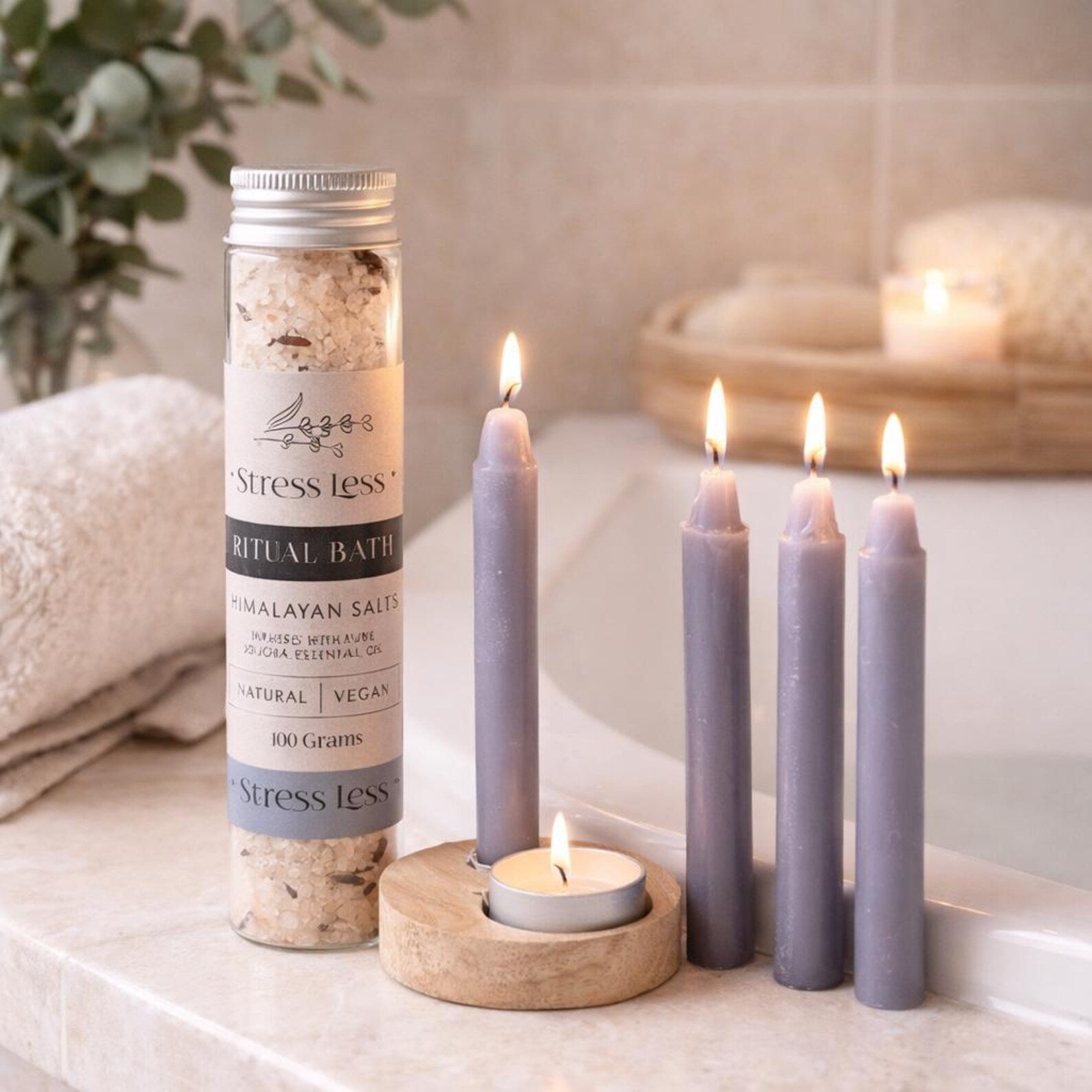 Stress Less Herbal Ritual Bath Salt Kit